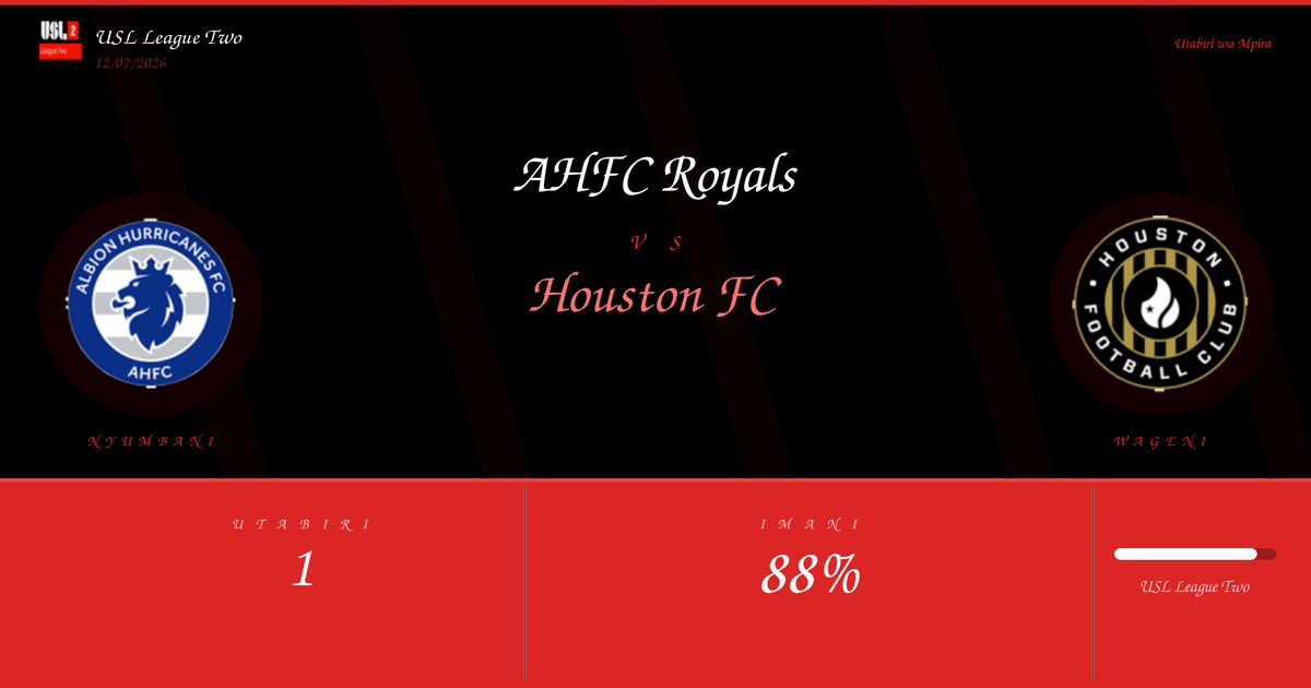 Utabiri: AHFC Royals vs Houston FC | USL League Two | 12/07/2026