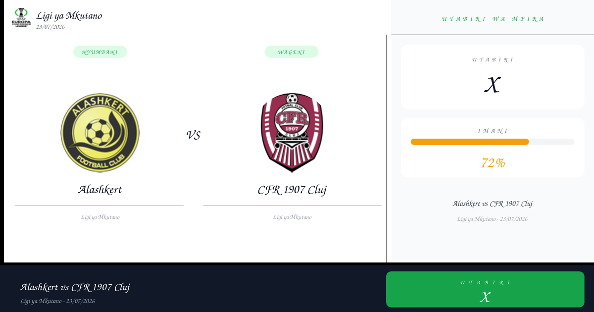 Utabiri: Alashkert vs CFR 1907 Cluj | Ligi ya Mkutano | 23/07/2026