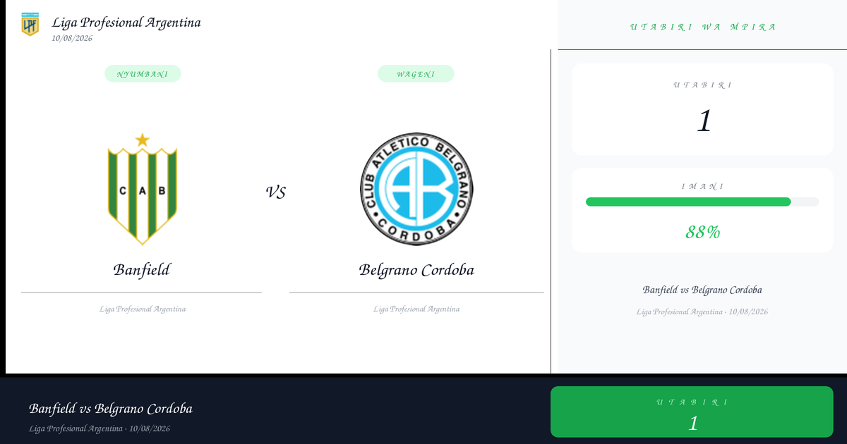 Utabiri: Banfield vs Belgrano Cordoba | Liga Profesional Argentina | 10/08/2026