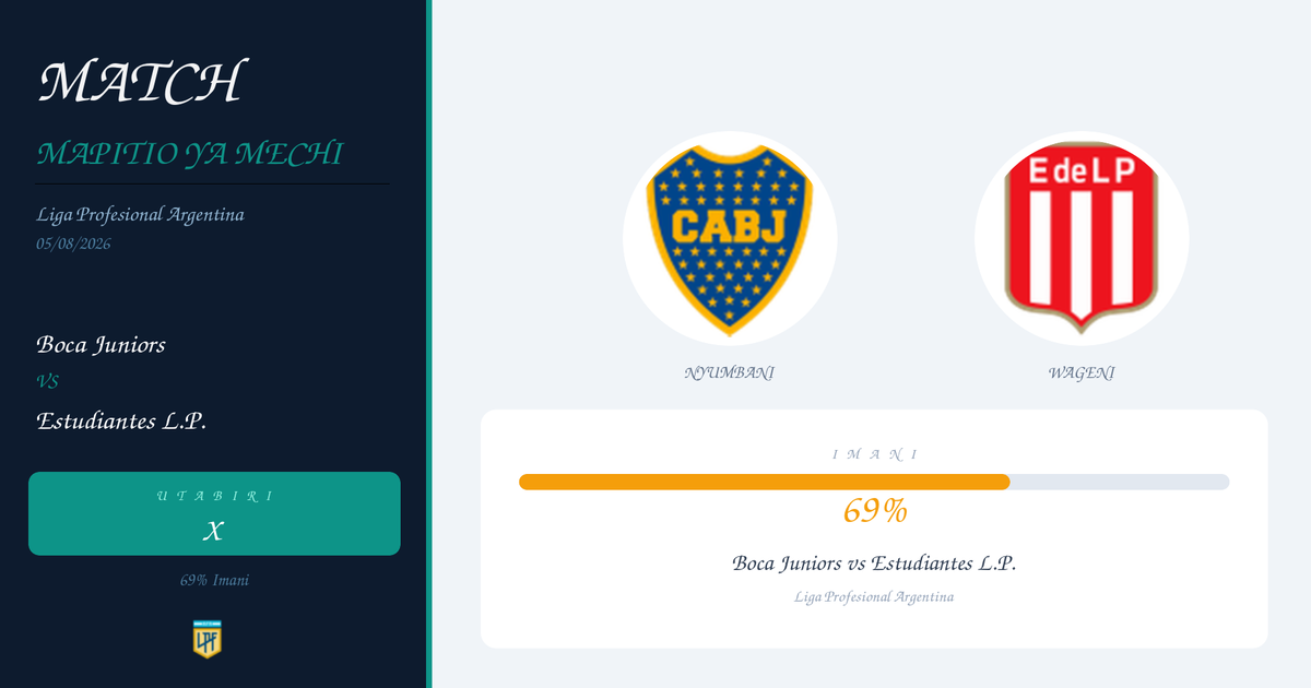Utabiri: Boca Juniors vs Estudiantes L.P. | Liga Profesional Argentina | 05/08/2026