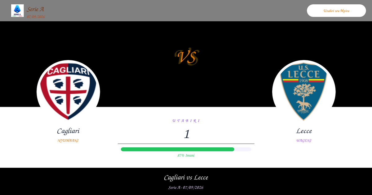 Cagliari vs Lecce — Utabiri | Serie A | 07/09/2026