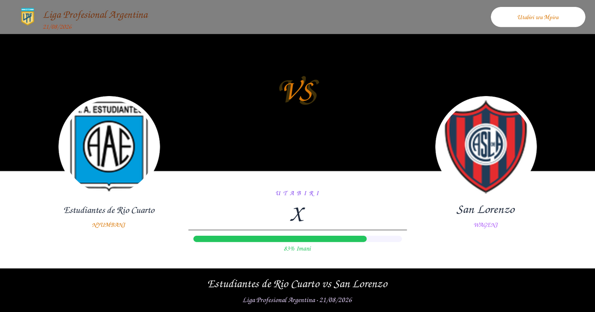 Utabiri wa Soka: Estudiantes de Rio Cuarto vs San Lorenzo | Liga Profesional Argentina | 21/08/2026