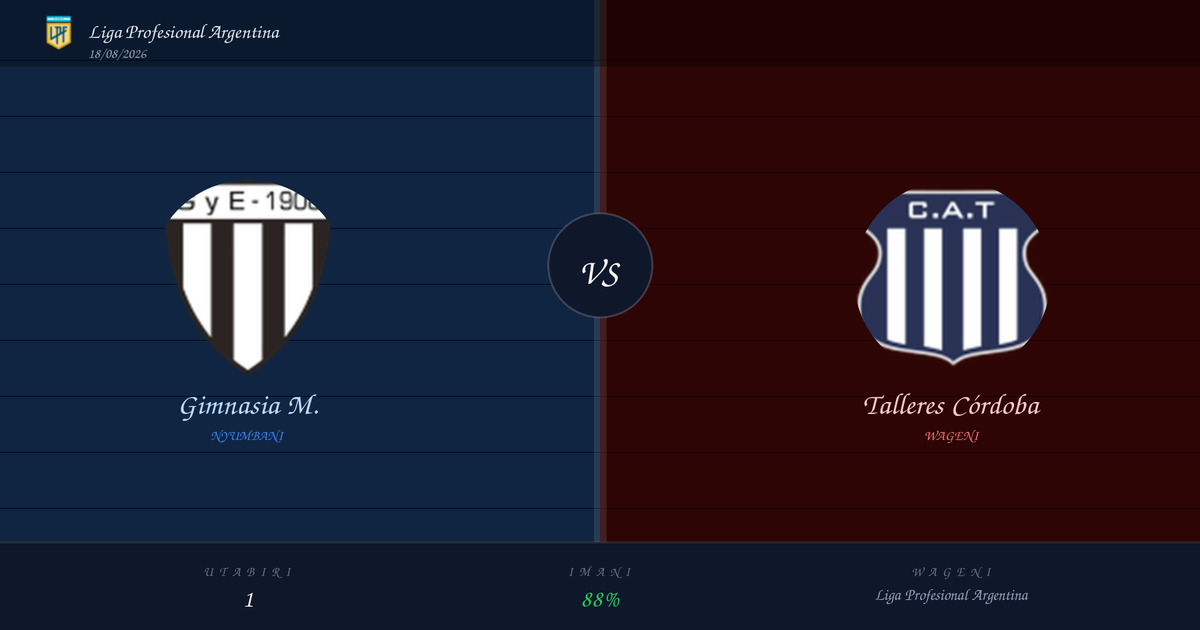 Utabiri: Gimnasia M. vs Talleres Córdoba | Liga Profesional Argentina | 18/08/2026