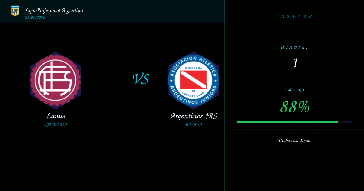 Utabiri: Lanus vs Argentinos JRS | Liga Profesional Argentina | 25/08/2026