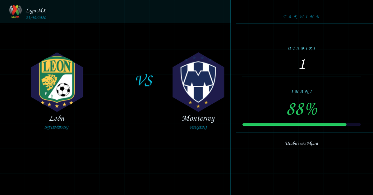 Utabiri wa Soka: León vs Monterrey | Liga MX | 23/08/2026