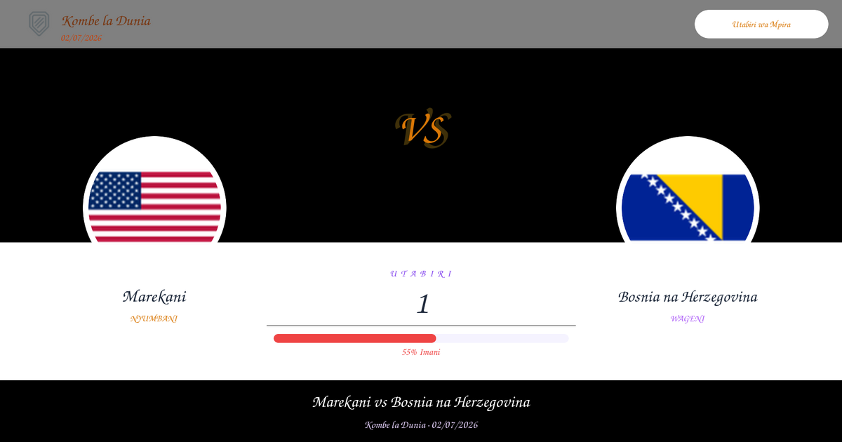 Utabiri wa Soka: Marekani vs Bosnia na Herzegovina | Kombe la Dunia | 02/07/2026