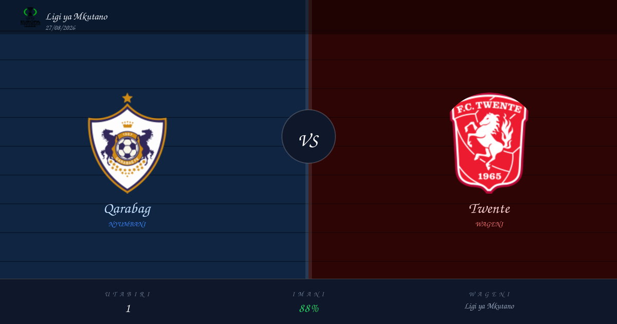 Utabiri wa Bure: Qarabag vs Twente | Ligi ya Mkutano | 27/08/2026