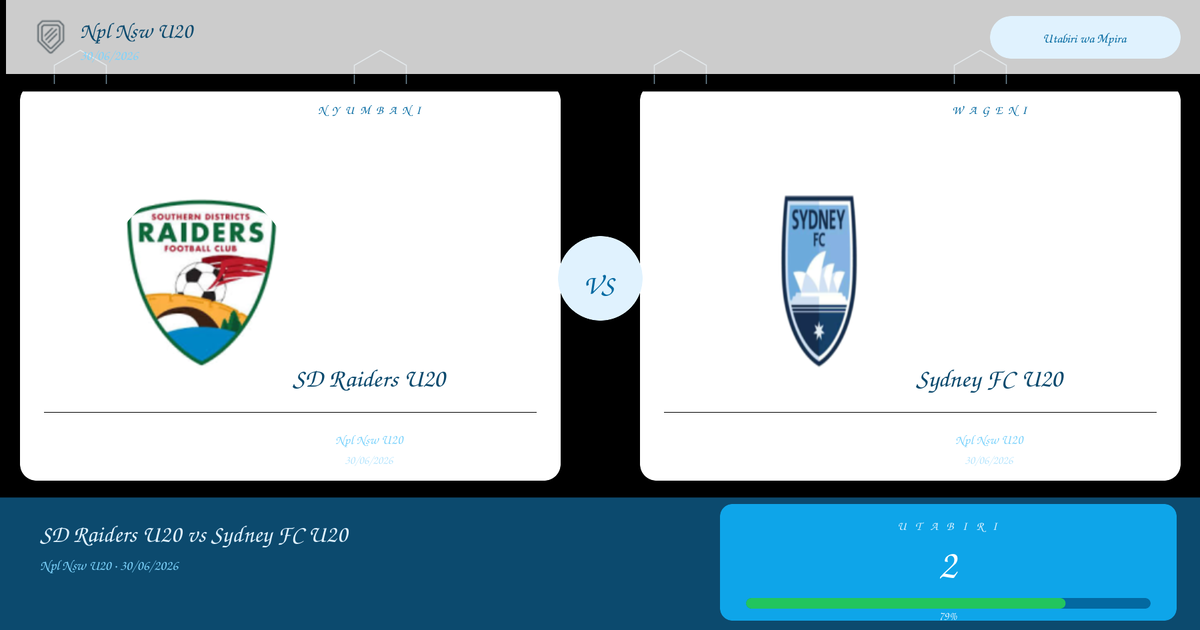 Utabiri: SD Raiders U20 vs Sydney FC U20 | Npl Nsw U20 | 30/06/2026