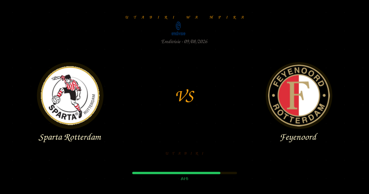 Utabiri: Sparta Rotterdam vs Feyenoord | Eredivisie | 09/08/2026