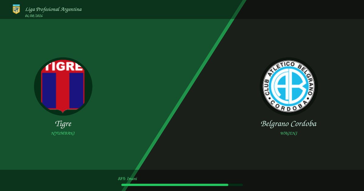 Utabiri wa Bure: Tigre vs Belgrano Cordoba | Liga Profesional Argentina | 06/08/2026