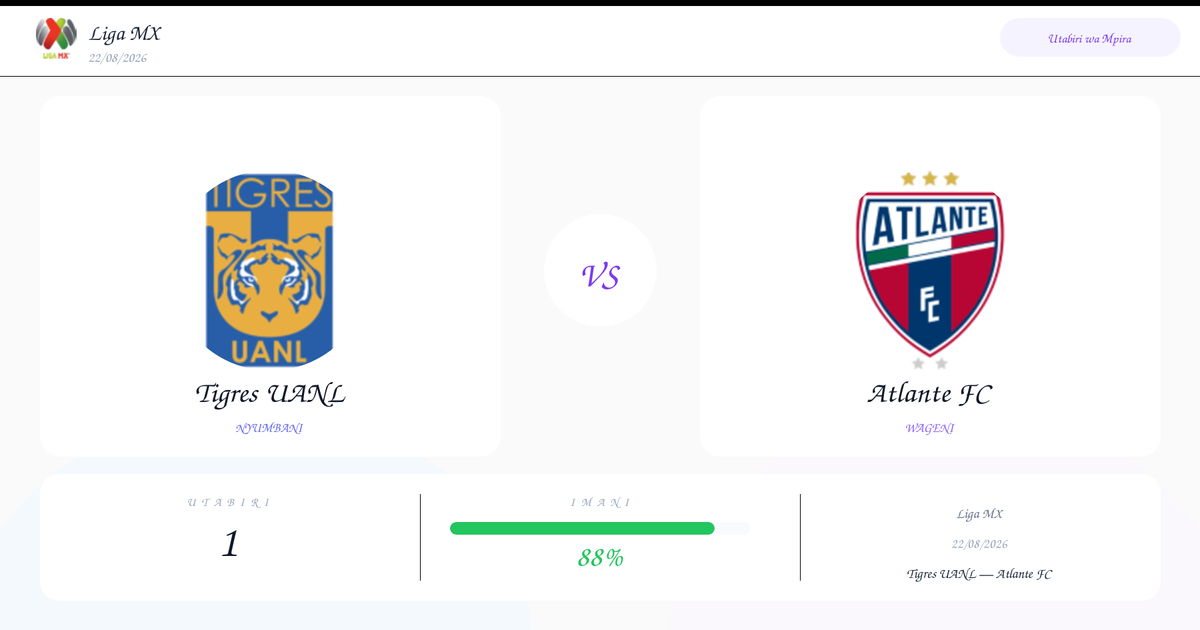 Utabiri: Tigres UANL vs Atlante FC | Liga MX | 22/08/2026