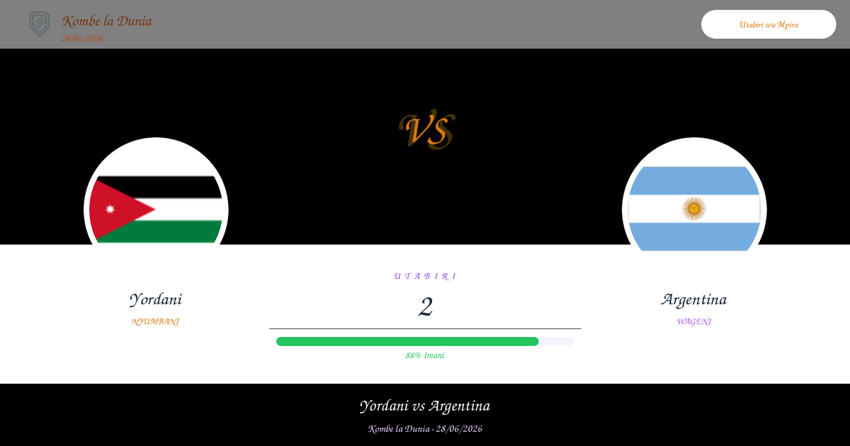Yordani vs Argentina Utabiri na Uchambuzi | Kombe la Dunia | 28/06/2026